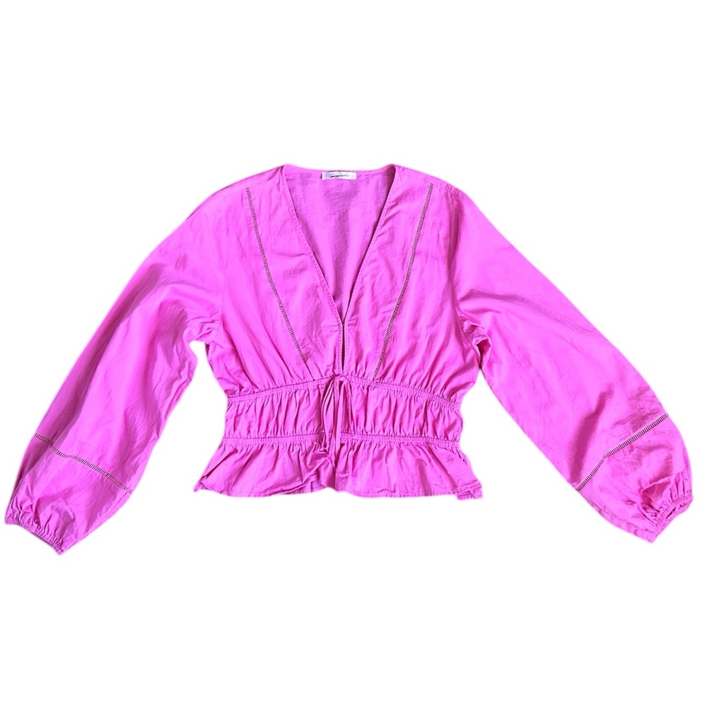 Magnolia Boutique Hot Pink Balloon Sleeve Artist Top size Large